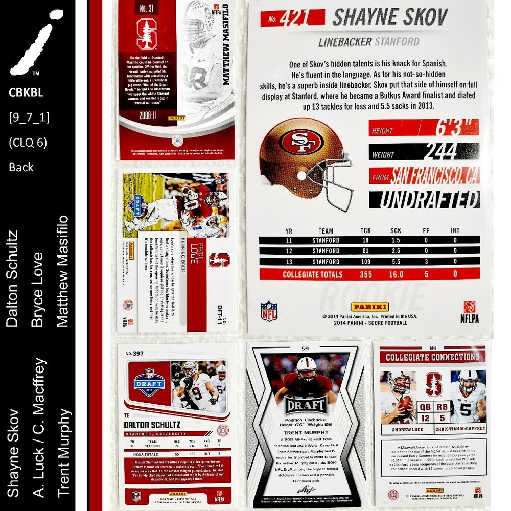 Stanford Cardinal 6 Card Lot - CFTBL [9_7_1] - Picture 2 of 14